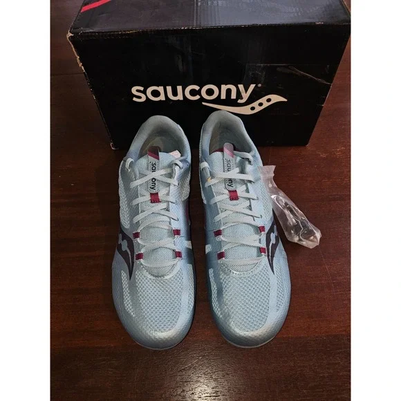 Saucony Vendetta Racing Shoes US 10.5 Cleats Sky Blue New in box - Picture 4 of 8